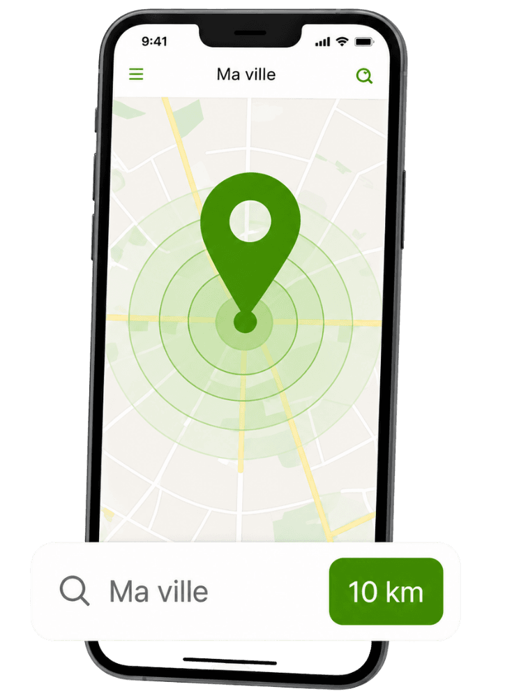 Recherche d'une ville sur l'application Manger Locow